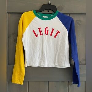 Forever 21  Y2K 
Color block sweat shirt 
Size Small 
“Legit”
Y2K.